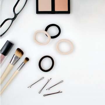 Cyndibands Seamless Hair Ties - Black - Gentle Hair Ties No Damage, Standard Size 1.5 Inch, Soft and Stretchy Nylon Fabric Ponytail Holders - 12 Count