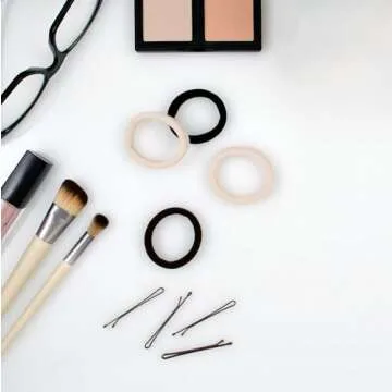 Cyndibands Seamless Hair Ties - Black - Gentle Hair Ties No Damage, Standard Size 1.5 Inch, Soft and Stretchy Nylon Fabric Ponytail Holders - 12 Count