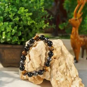 Triple Protection Bracelet - For Protection - Bring Luck And Prosperity - Hematite - Black Obsidian - Tiger Eye - Stone Bracelet