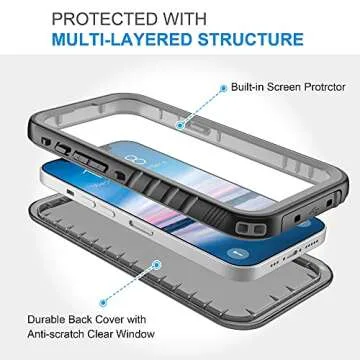 SPORTLINK for iPhone 13 Pro Waterproof Case - Full Body Shockproof Dustproof Phone Screen Protector Rugged Waterproof Case for iPhone 13 Pro 6.1 Inches Black