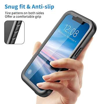 SPORTLINK for iPhone 13 Pro Waterproof Case - Full Body Shockproof Dustproof Phone Screen Protector Rugged Waterproof Case for iPhone 13 Pro 6.1 Inches Black