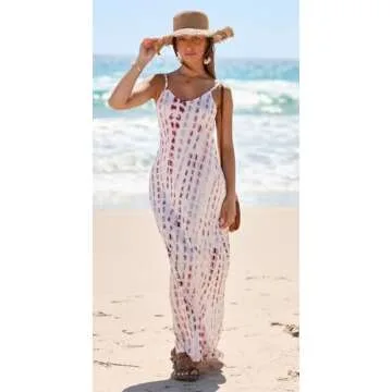 Bluetime Women Maxi Dress Casual Sleeveless V Neck