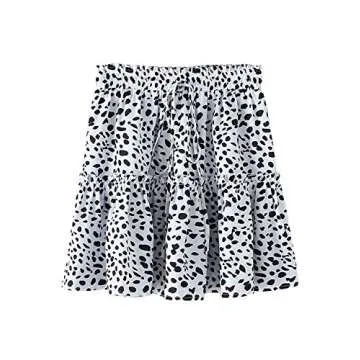 ChainJoy Womens Polka Dot High Waist Chiffon Ruffle Skirt Boho Cute Flared Pleated A-Line Frilly Mini Skater Skirts Large