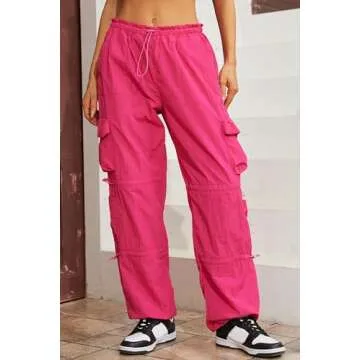 QYANGG Women's Baggy Parachute Cargo Pants - Y2K Style