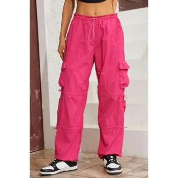QYANGG Women's Baggy Parachute Cargo Pants - Y2K Style