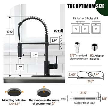 APPASO Commercial Pull Down Sprayer Kitchen Faucet with Soap Dispenser - Oil Rubbed Bronze High Arc ...