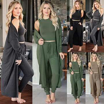DressYOU Women's 3 Piece Sweatsuit Lounge Set for Casual Style