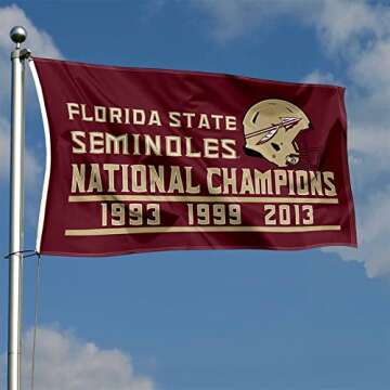 College Flags & Banners Co. Florida State FSU Noles 3 Time National Champions Flag
