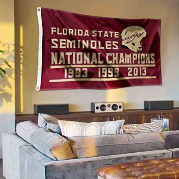 College Flags & Banners Co. Florida State FSU Noles 3 Time National Champions Flag