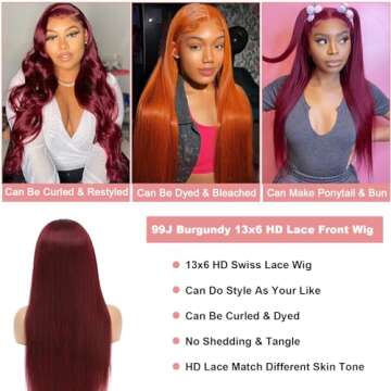 Zormsert Burgundy Lace Front Wig - 30 Inch Luxury Style