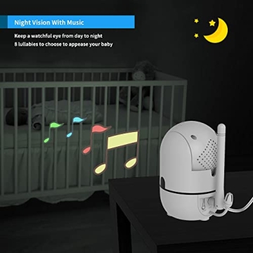 HelloBaby Upgrade Baby Monitor, 5'' Screen with 30-Hour Battery, Pan-Tilt-Zoom Video Baby Monitor with Camera and Audio No WiFi, Night Vision, VOX, 2-Way Talk, 8 Lullabies and 1000ft Range