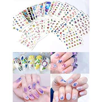 Spearlcable Nail Art Decoration Kit,48 Sheets Nail Stickers Crystal Rhinestones Set 3D Holographic Butterfly Glitter Fruit Nail Art Slices Iridescent Nail Sequins for Acrylic Nail Art