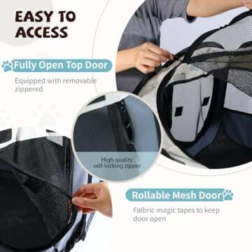 SENCONE Portable Pet Playpen, Dog Playpen Foldable Pet Exercise Pen Tents Dog House Playground for Puppy Dog/Cat Indoor Outdoor Travel Camping Use