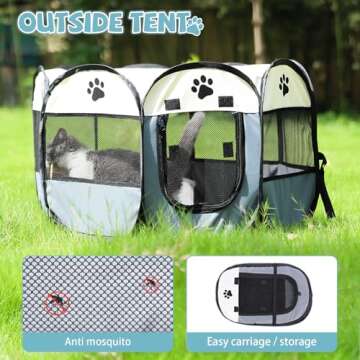 SENCONE Portable Pet Playpen, Dog Playpen Foldable Pet Exercise Pen Tents Dog House Playground for Puppy Dog/Cat Indoor Outdoor Travel Camping Use