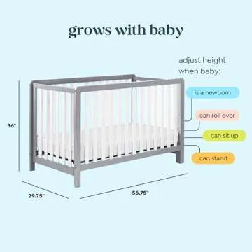 Carter's by DaVinci Colby 4-in-1 Low-Profile Convertible Crib in Grey and White, Greenguard Gold Certified
