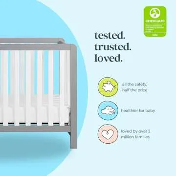 Carter's by DaVinci Colby 4-in-1 Low-Profile Convertible Crib in Grey and White, Greenguard Gold Certified