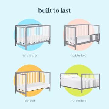 Carter's by DaVinci Colby 4-in-1 Low-Profile Convertible Crib in Grey and White, Greenguard Gold Certified