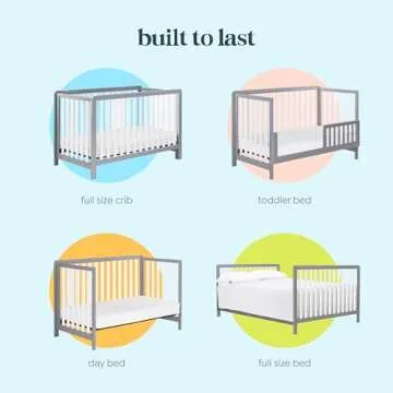 Carter's by DaVinci Colby 4-in-1 Low-Profile Convertible Crib in Grey and White, Greenguard Gold Certified