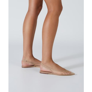 Riekhany Mesh Flats for Women Pointed Toe Slingback Flats Slip On Casual Work Ballet Flats Nude