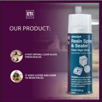 Environmental Technology Castin’ Craft Resin Spray Crystal Clear Gloss Finish/Sealer (5.25 oz) Mul...