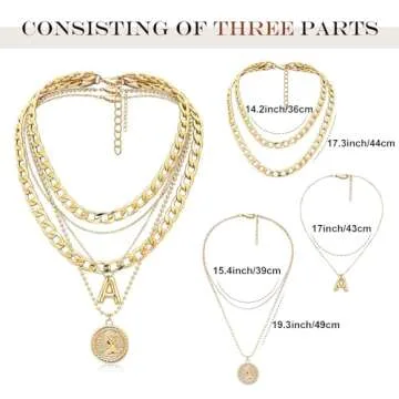 MJartoria Gold Layered Necklaces for Women Trendy Balloon Initial Pendant Necklace Dainty Chunky Chain Choker Necklaces Jewelry Birthday Gifts (A., Gold)