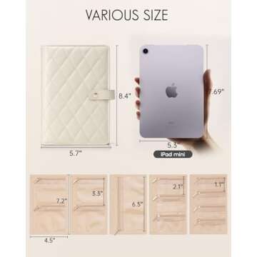 Vlando Travel Jewelry Organizer Case, Jewelry Storage Book Ring Binder with Clear Zipper Velvet Jewelry Pouches Bags for Rings,Necklace,Earrings,Valentines Day Gifts for Her-Cream White