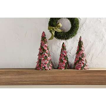 Mud Pie Tartan Ribbon Trees Table SITTERS, Green