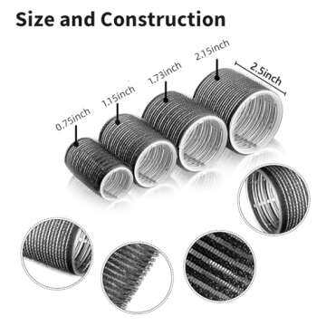 34Pcs Hair Roller Set with Clips, Self-Grip Hair Rollers for Volume, Salon Hairdressing Curlers and DIY Hairstyles, 4 Sizes Rollers Hair Curlers in a Storage Bag