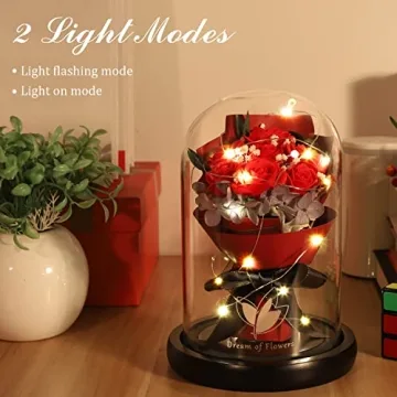 Christmas Rose Gifts for Her - Forever Flowers in Glass Dome