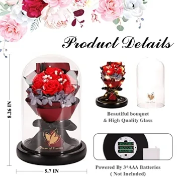Christmas Rose Gifts for Her - Forever Flowers in Glass Dome