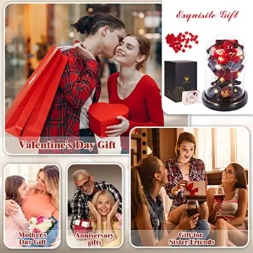 Christmas Rose Gifts for Her - Forever Flowers in Glass Dome