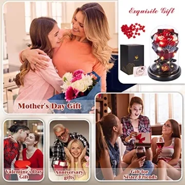 Christmas Rose Gifts for Her - Forever Flowers in Glass Dome