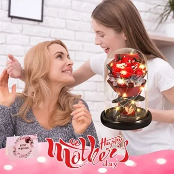 Christmas Rose Gifts for Her - Forever Flowers in Glass Dome