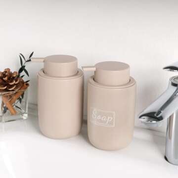 BosilunLife Khaki Soap Dispenser Set for Kitchen and Bath