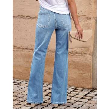 LookbookStore Womens Boot Cut Bottom Jeans Mid Rise Women Distressed Jeans Cut Out Flare Pants Fashion Jeans for Women Lapis Air Size Large Size 12 Size 14