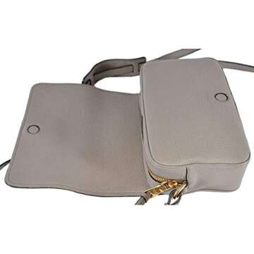 Prada Vitello Phenix Argilla Grey Leather Flap Crossbody Bag 1BD163