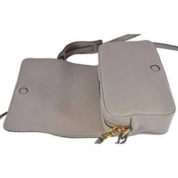 Prada Vitello Phenix Argilla Grey Leather Flap Crossbody Bag 1BD163