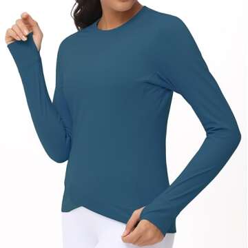 Women's Long Sleeve Compression Shirts Workout Tops Cross Hem Athletic Running Yoga T-Shirts with Th...