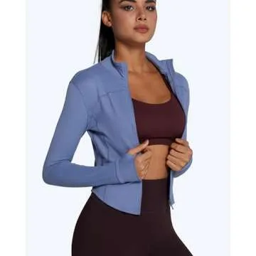 colorskin Women's Lightweight Zip Up Workout Jackets Yoga Cropped Running Gym Track Athletic Jacket ...