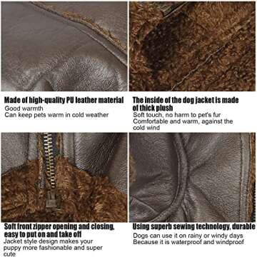 Dog Leather Jacket: Waterproof Warm Dog Coat for Cold Weather