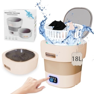 18L Portable Washing Machine, Compact Laundry Washer with Foldable Design, Mini Collapsible Washing ...