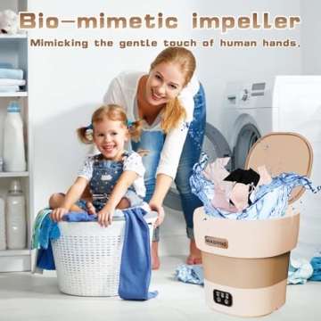 18L Portable Washing Machine, Compact Laundry Washer with Foldable Design, Mini Collapsible Washing for Travel,Apartment,Socks,Underwear (Light Brown)