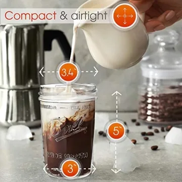 Reusable Wide Mouth Smoothie Cups for Boba Tea/Bubble Tea with Lids and Gold Straws, Mason Jars Glass Cups (2-pack, 16 oz) Brand Capsule Classic