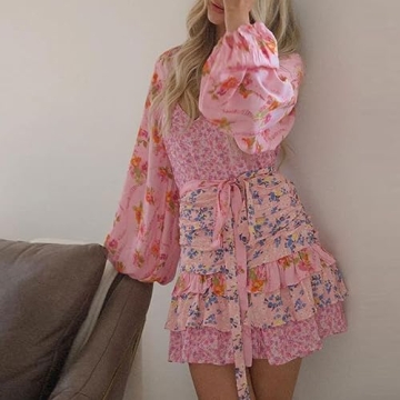 Women Boho Long Sleeve Floral Mini Dress for All Occasions