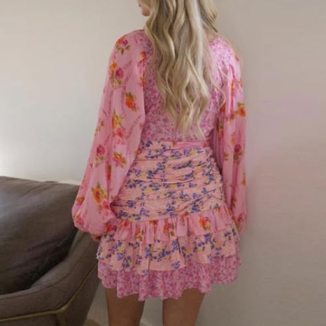 Women Boho Long Sleeve Floral Mini Dress for All Occasions