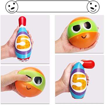 Kids Bowling Set Indoor Bowling for Kids 2-5, Soft 10 Indoor Colorful Foam Pins 2 Bowling Ball Printed Number Developmental Sensory Toy Age 2-4 Toddler Bowling Birthday Gift Present Stocking Stuffer