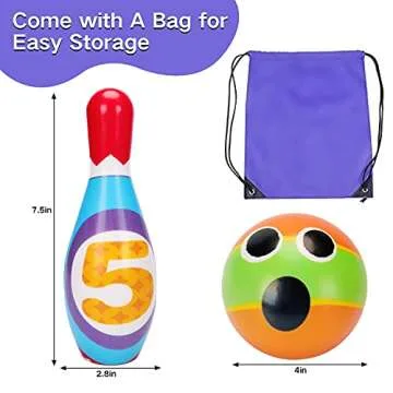 Kids Bowling Set Indoor Bowling for Kids 2-5, Soft 10 Indoor Colorful Foam Pins 2 Bowling Ball Printed Number Developmental Sensory Toy Age 2-4 Toddler Bowling Birthday Gift Present Stocking Stuffer