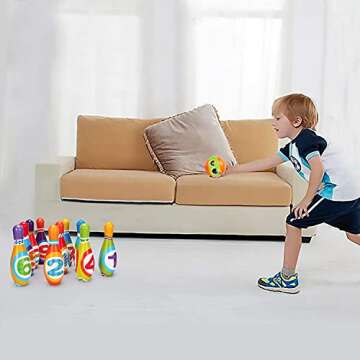 Kids Bowling Set Indoor Bowling for Kids 2-5, Soft 10 Indoor Colorful Foam Pins 2 Bowling Ball Printed Number Developmental Sensory Toy Age 2-4 Toddler Bowling Birthday Gift Present Stocking Stuffer