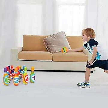 Kids Bowling Set Indoor Bowling for Kids 2-5, Soft 10 Indoor Colorful Foam Pins 2 Bowling Ball Printed Number Developmental Sensory Toy Age 2-4 Toddler Bowling Birthday Gift Present Stocking Stuffer