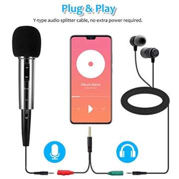 EIVOTOR Recording Microphone, 3.5mm Condenser Microphone Plug and Play, PC Microphone with Filter Suitable for Podcasting, Voice Recording, Skype, YouTube, Games, Laptop, Computer, Phone